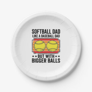 Softball-Vater Größere Bälle Vintage-Gravur-Shirt_ Pappteller