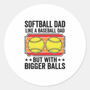 Softball-Vater Größere Bälle Vintage-Gravur-Shirt_ Runder Aufkleber