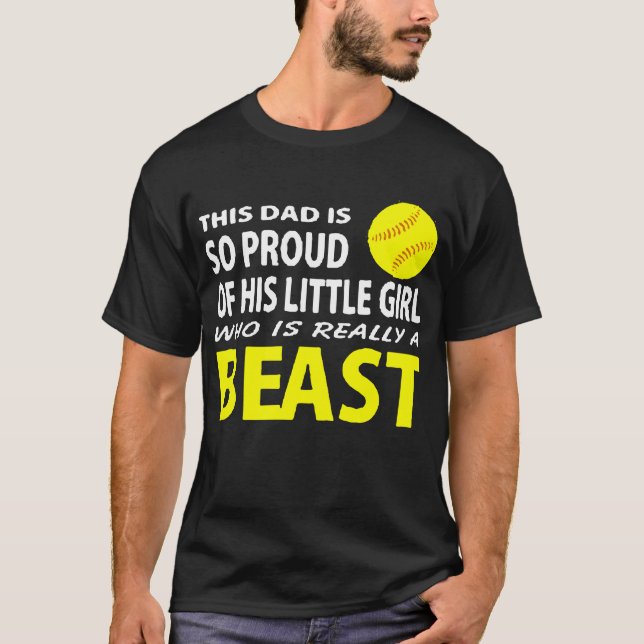 Softball Vater ist stolz auf sein kleines Mädchen, T-Shirt (Vorderseite)