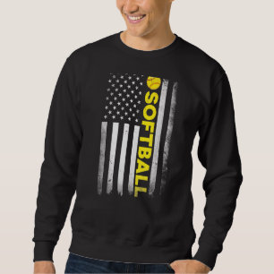 Softball Vater Mama Children Usa US American Flag Sweatshirt