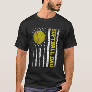 Softball Vater US American Flag Vater für Vatertag T-Shirt