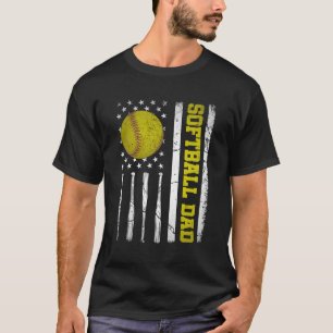 Softball Vater US American Flag Vater für Vatertag T-Shirt