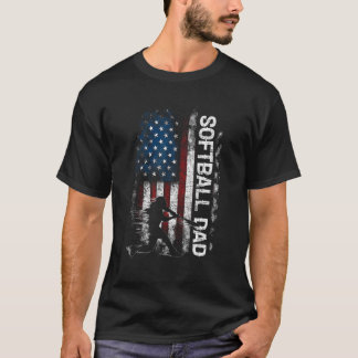 Softball Vater US Flag T-Shirts für Vater Männer P