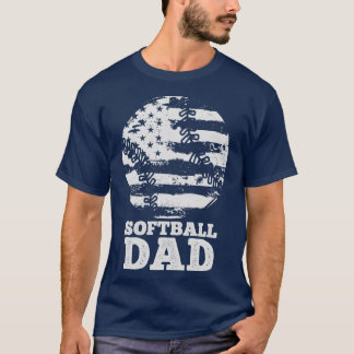 Softball Vater USA Flag Vintag T-Shirt