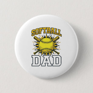 Softball-Vater Vintage-Gravur-Shirt-Design_1 Button