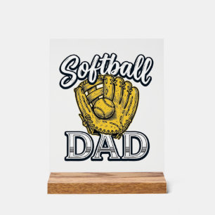 Softball-Vater Vintage-Handschuh-Shirt-Design_1 Acrylschild
