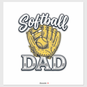 Softball-Vater Vintage-Handschuh-Shirt-Design_1 Aufkleber