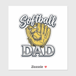 Softball-Vater Vintage-Handschuh-Shirt-Design_1 Aufkleber