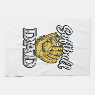 Softball-Vater Vintage-Handschuh-Shirt-Design_1 Geschirrtuch