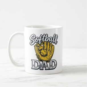 Softball-Vater Vintage-Handschuh-Shirt-Design_1 Kaffeetasse