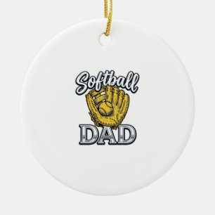 Softball-Vater Vintage-Handschuh-Shirt-Design_1 Keramik Ornament