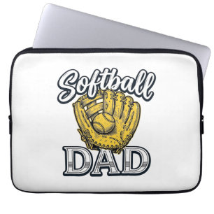 Softball-Vater Vintage-Handschuh-Shirt-Design_1 Laptopschutzhülle