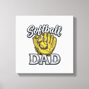Softball-Vater Vintage-Handschuh-Shirt-Design_1 Leinwanddruck