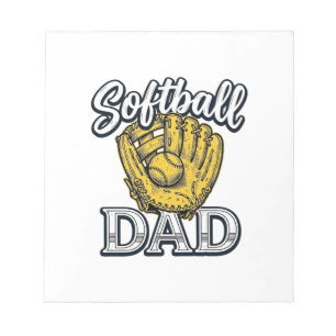 Softball-Vater Vintage-Handschuh-Shirt-Design_1 Notizblock