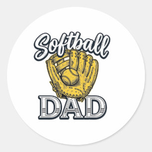 Softball-Vater Vintage-Handschuh-Shirt-Design_1 Runder Aufkleber