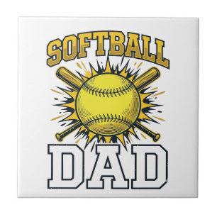 Softball-Vater Vintage-Schriftzug-Shirt-Design_1 Fliese