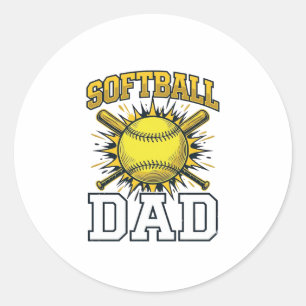 Softball-Vater Vintage-Schriftzug-Shirt-Design_1 Runder Aufkleber