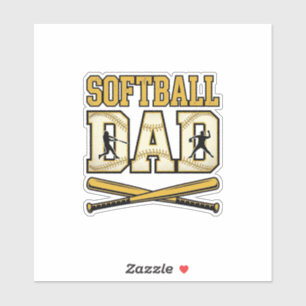 Softball-Vater Vintage-Stich Bat Grafik_1 Aufkleber