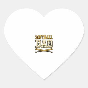 Softball-Vater Vintage-Stich Bat Grafik_1 Herz-Aufkleber