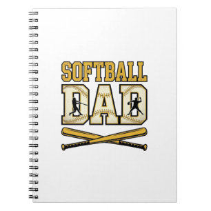 Softball-Vater Vintage-Stich Bat Grafik_1 Notizblock