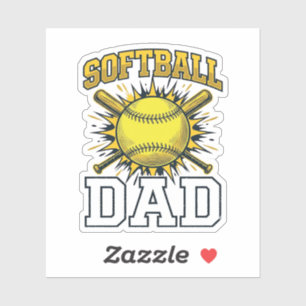Softball-Vater Vintage-Stickerei-Shirt-Design_1 Aufkleber