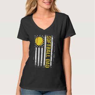 Softball-Vater Vintage USA Amerikanische Flagge Va T-Shirt