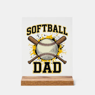 Softball-Vater Vintage-Varsity-überkreuzte-Schläge Acrylschild