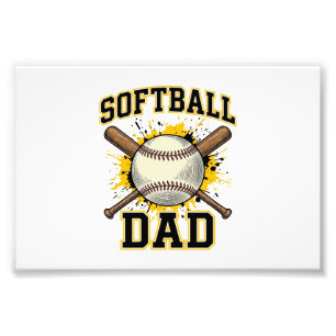 Softball-Vater Vintage-Varsity-Überkreuzte-Schläge Fotodruck