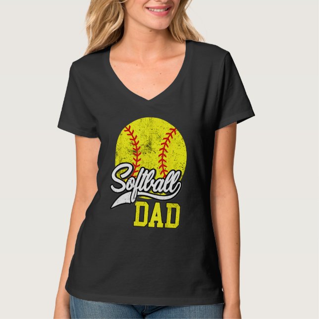 Softball-Vater wie ein Baseball-Vater mit größeren T-Shirt (Vorderseite)