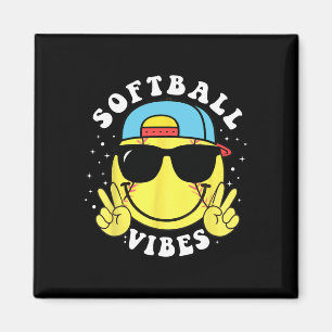 Softball-Vibes Baseball Retro Groovy Spieltag Mädc Magnet