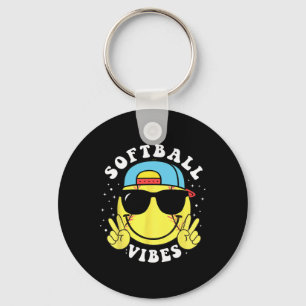 Softball-Vibes Baseball Retro Groovy Spieltag Mädc Schlüsselanhänger