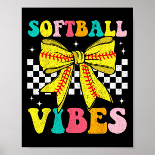 Softball Vibes Coquette Schleife Softball Spieltag Poster
