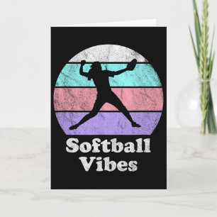 Softball Vibes Retro Vintage Mädchen oder Frauen P Karte