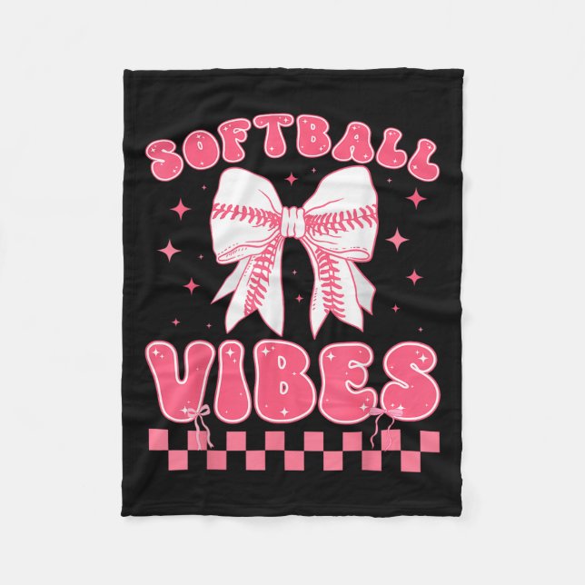 Softball Vibes Softball Couqette Groovy Softball G Fleecedecke (Vorderseite)