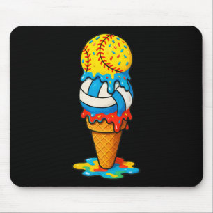 Softball Volleyball Eiscreme Tropf Bunt Sommer Mousepad