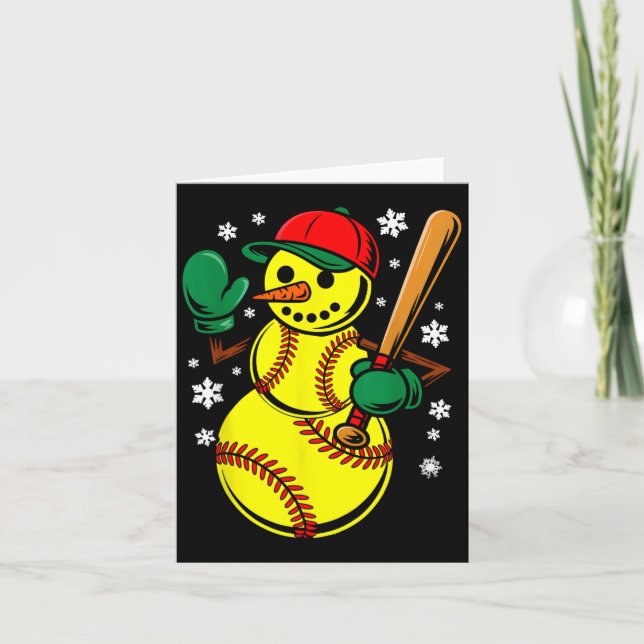 Softball Weihnachtsmannmütze Snowman Xmas Funny So Karte (Vorderseite)