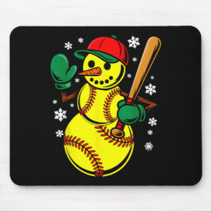 Softball Weihnachtsmannmütze Snowman Xmas Funny So Mousepad