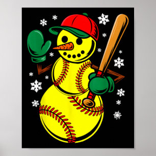 Softball Weihnachtsmannmütze Snowman Xmas Funny So Poster