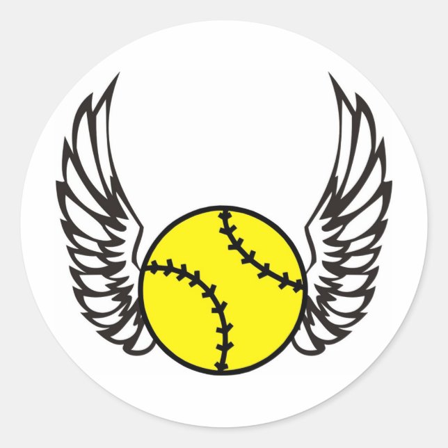 Softball Wings Runder Aufkleber (Vorderseite)
