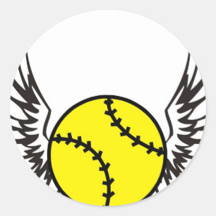 Softball Wings Runder Aufkleber