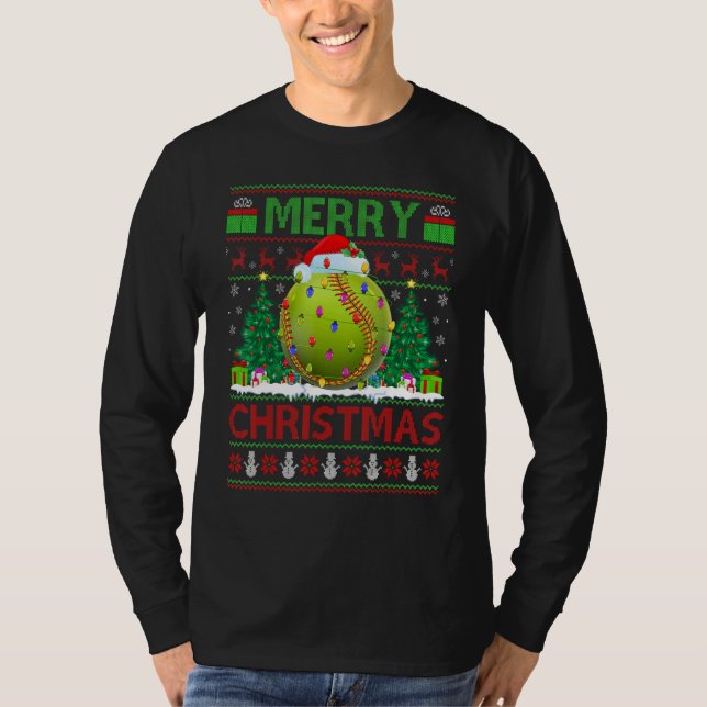 Softball   Xmas Tree Ugly Santa Softball Christmas T-Shirt (Vorderseite)