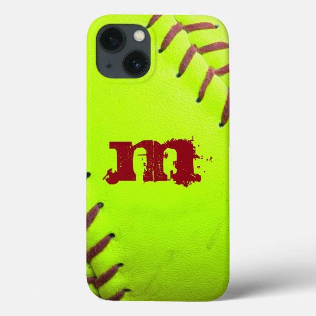 Softball Yellow Fast Monogram IPAD Case (Rückseite)