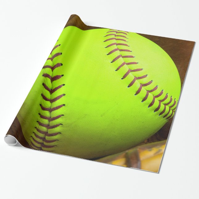Softball Yellow Fast Pitch 8HE 10HE Wrapping Paper Geschenkpapier (Ungerollt)