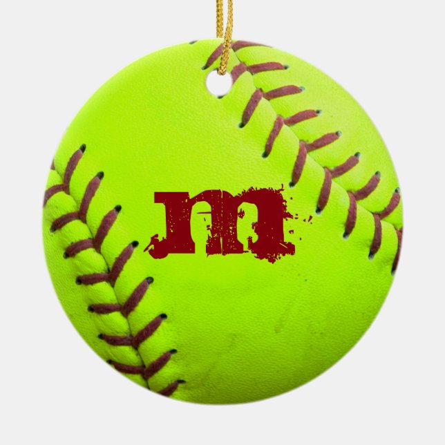 Softball Yellow Fast Pitch 8U 10U 12U 14U Ornament (Vorne)