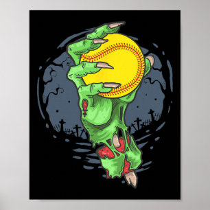 Softball Zombie Hand Softball Spieler Halloween Ko Poster