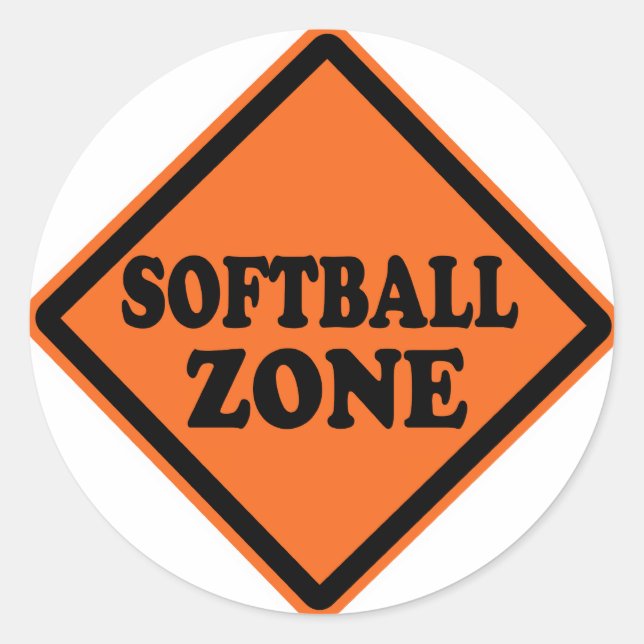 Softball Zone Road Sign Runder Aufkleber (Vorderseite)