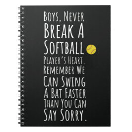 Softball-Zubehör gibt Sportlerin für sie Notizblock