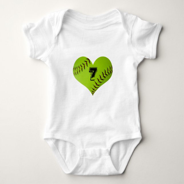 Softballherzausstattung Baby Strampler (Vorderseite)