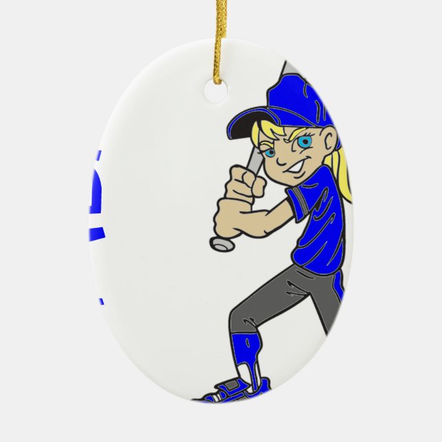 SOFTBALLMÄDCHEN KERAMIKORNAMENT (Vorne)
