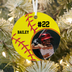 Softballname Jersey Nummer Foto Keepake Ornament Aus Metall
